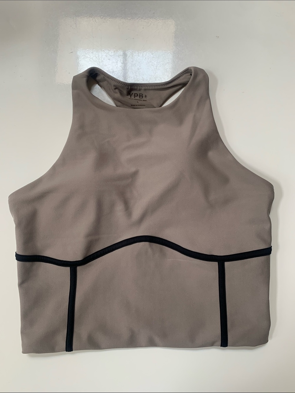 [L] A&F YPB Taupe High-Neck Tank Top